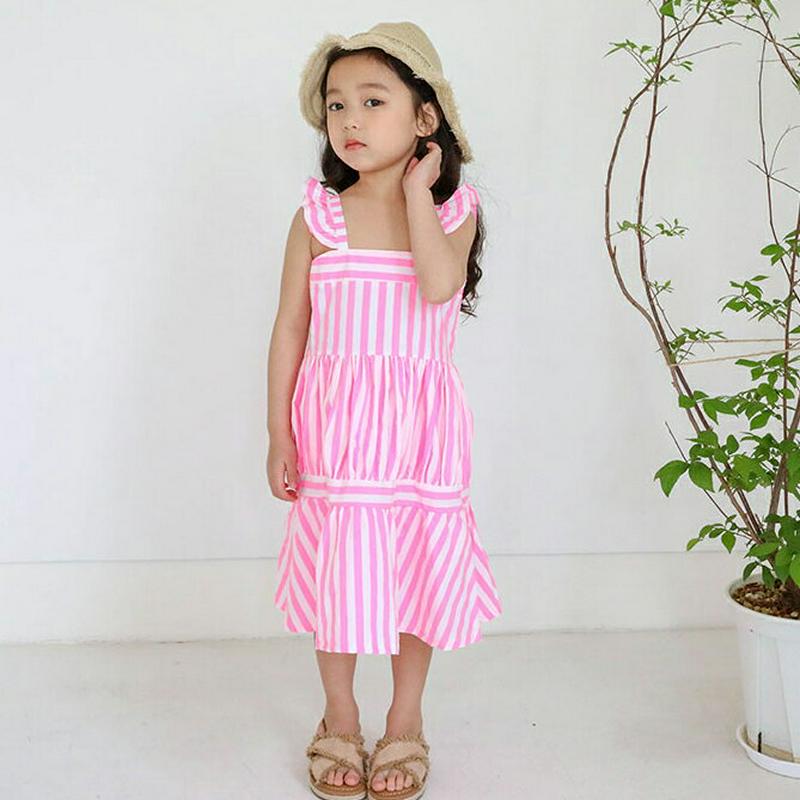 【只今20%OFF】フリルストラップストライプワンピース u03166・キッズ 【3~8才】【ops】【韓国 ファッション ワン