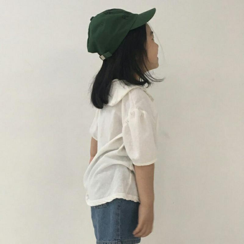 【只今20%OFF】リネン混バックカラーブラウス・u03558 キッズ【3~8才】【bl】【トップス ブラウス 半袖 ハーフスリ