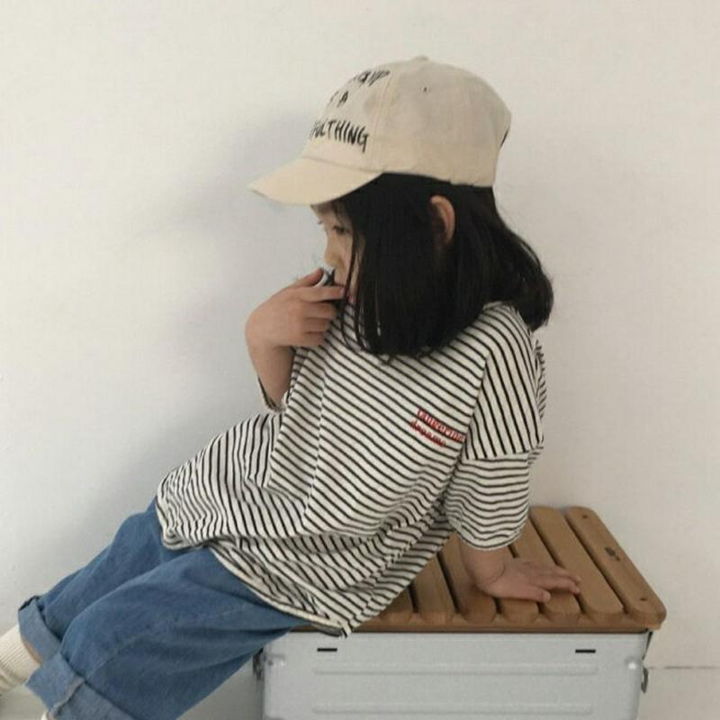 【只今20%OFF】英字ボーダー半袖Tシャツ・u03632 キッズ【3~8才】【tops】【トップス Tシャツ 半袖 ハーフスリ