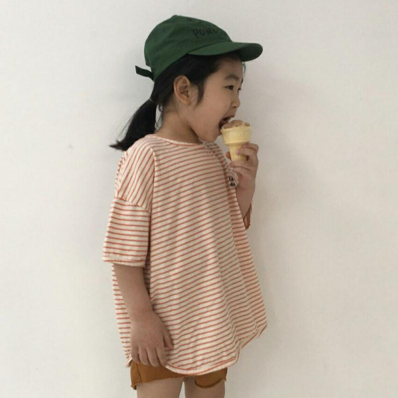 【只今20%OFF】英字ボーダー半袖Tシャツ・u03632 キッズ【3~8才】【tops】【トップス Tシャツ 半袖 ハーフスリ