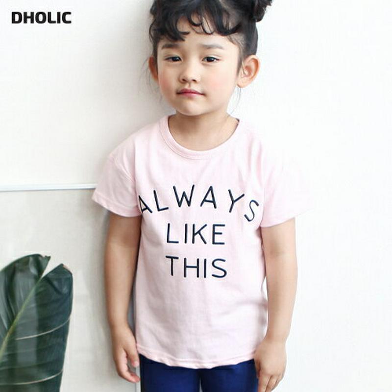 ALWAYS半袖Tシャツ・p004128 キッズ【3~8才】【tops】【トップス Tシャツ 半袖 ロゴ ロゴT カジュアル ラフ ハーフスリーブ 女の子 男の子 春 夏 韓国 韓国子供服 子供 こども 子供服 こども服】【KIDS】