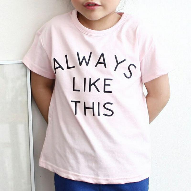 ALWAYS半袖Tシャツ・p004128 キッズ【3~8才】【tops】【トップス Tシャツ 半袖 ロゴ ロゴT カジュアル ラフ ハーフスリーブ 女の子 男の子 春 夏 韓国 韓国子供服 子供 こども 子供服 こども服】【KIDS】