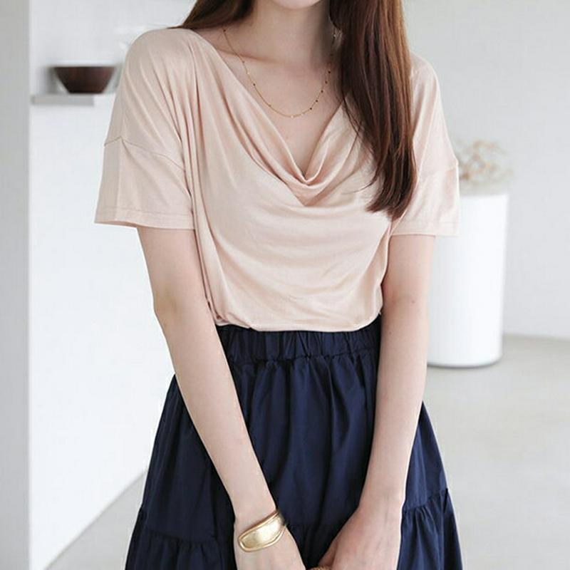 【新作10%OFF】ドレープTシャツ・全6色・t63030 レディース【tops】【韓国 ファッション トップス Tシャツ 半袖