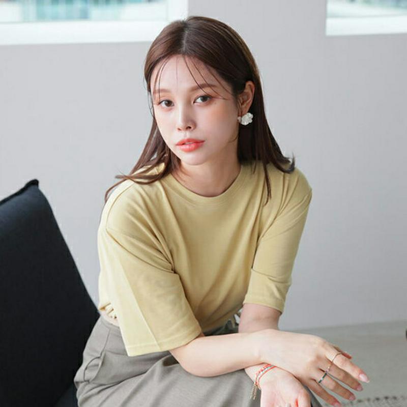【新作10%OFF】モダールブレンドTシャツ・全4色・t63029 レディース【tops】【韓国 ファッション トップス Tシャ