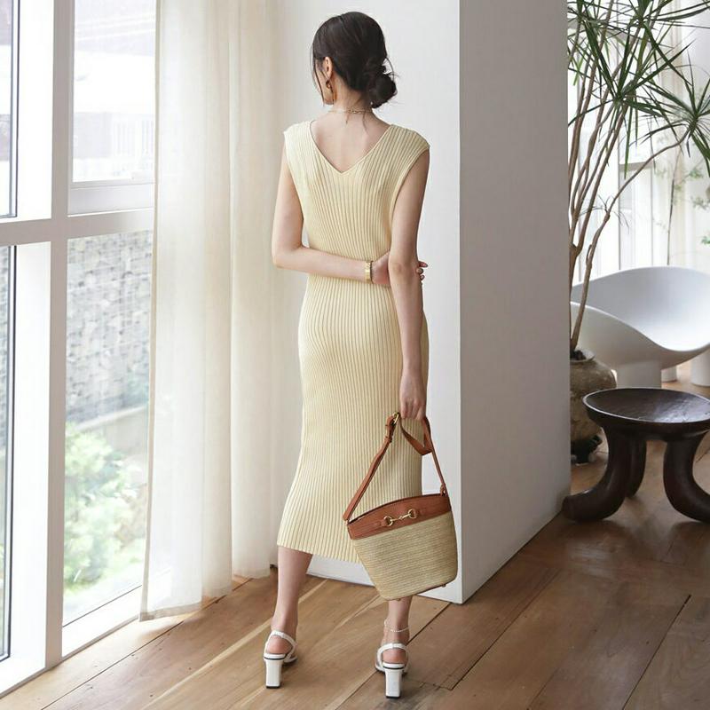 【新作10%OFF】Vネックリブスリムワンピース・全3色・t56078 レディース【ops】【韓国 ファッション ワンピース ロ