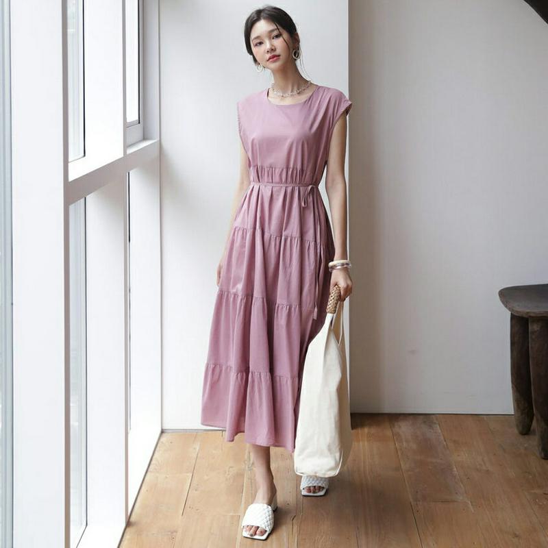 【新作10%OFF】ストラップ付ティアードワンピース・全4色・b56077 レディース【ops】【韓国 ファッション ワンピース