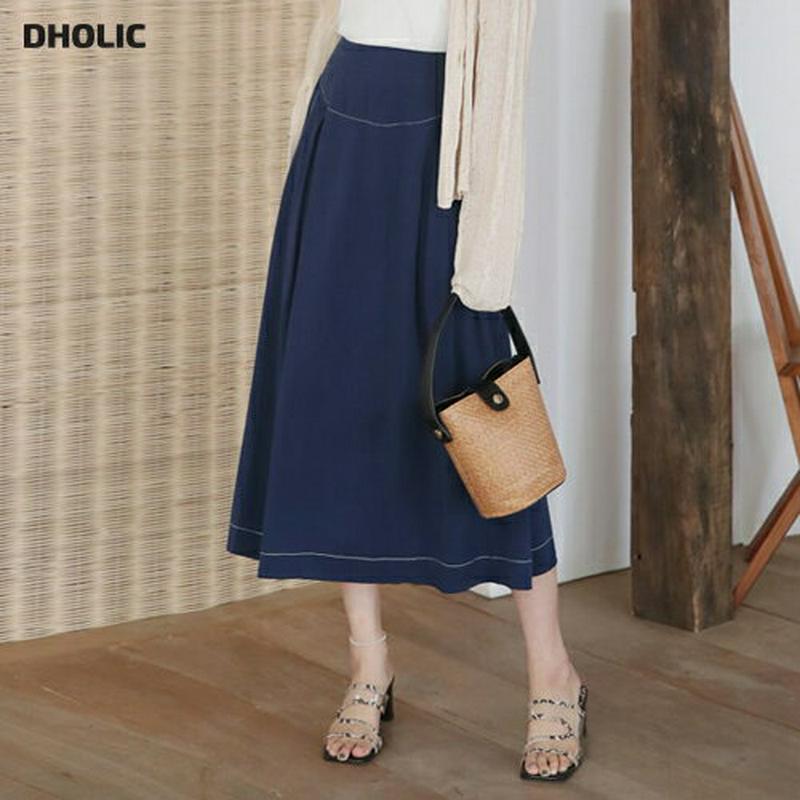 【新作10%OFF】ステッチタックフレアスカート・全3色・b56084 レディース【sk】【韓国 ファッション スカート ロング