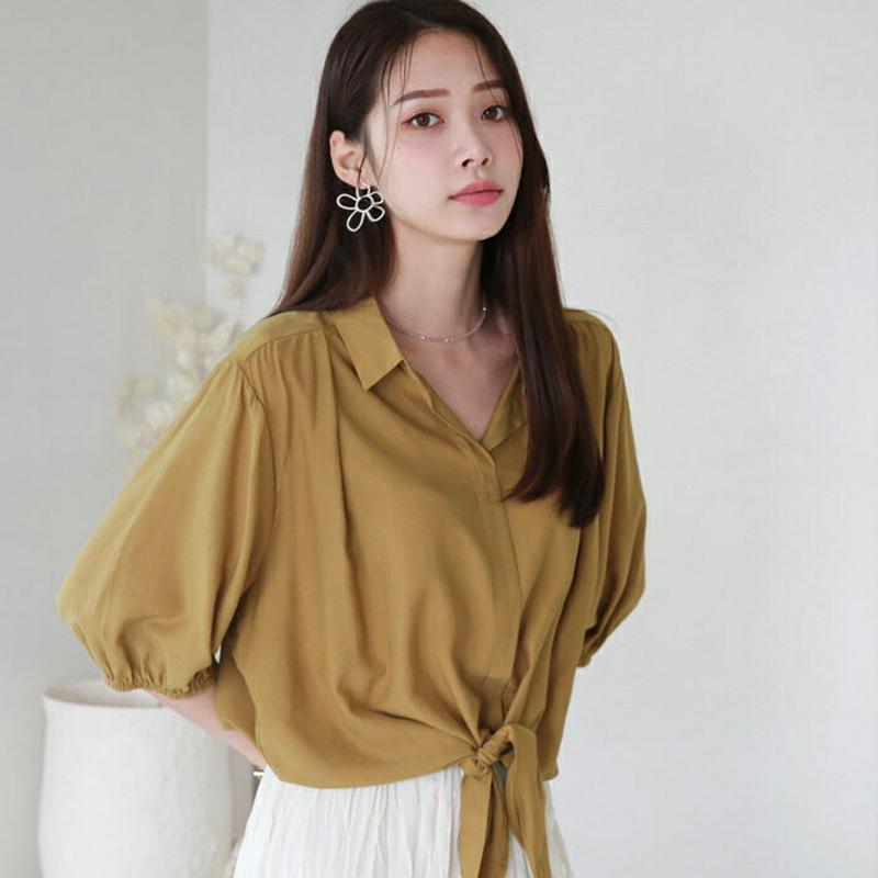 【新作10%OFF】クロスヘムカラーブラウス・全5色・t63052 レディース【tops】【韓国 ファッション トップス ブラウ
