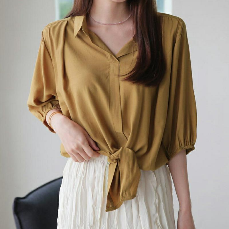 【新作10%OFF】クロスヘムカラーブラウス・全5色・t63052 レディース【tops】【韓国 ファッション トップス ブラウ