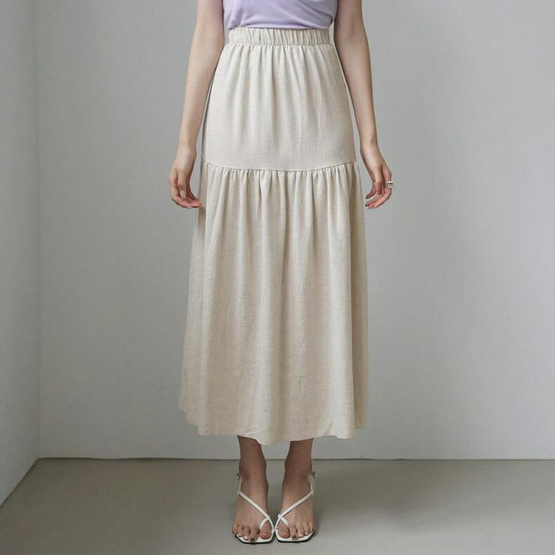 【新作10%OFF】リネン混ギャザースカート・全3色・t56086 レディース【sk】【韓国 ファッション スカート ロング ロ
