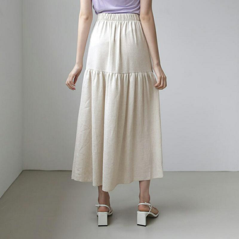 【新作10%OFF】リネン混ギャザースカート・全3色・t56086 レディース【sk】【韓国 ファッション スカート ロング ロ
