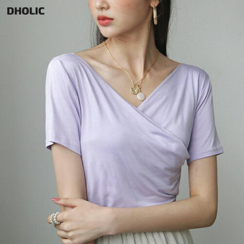 【新作10%OFF】カシュクールTシャツ・全4色・t56068 レディース【tops】【韓国 ファッション トップス Tシャツ 
