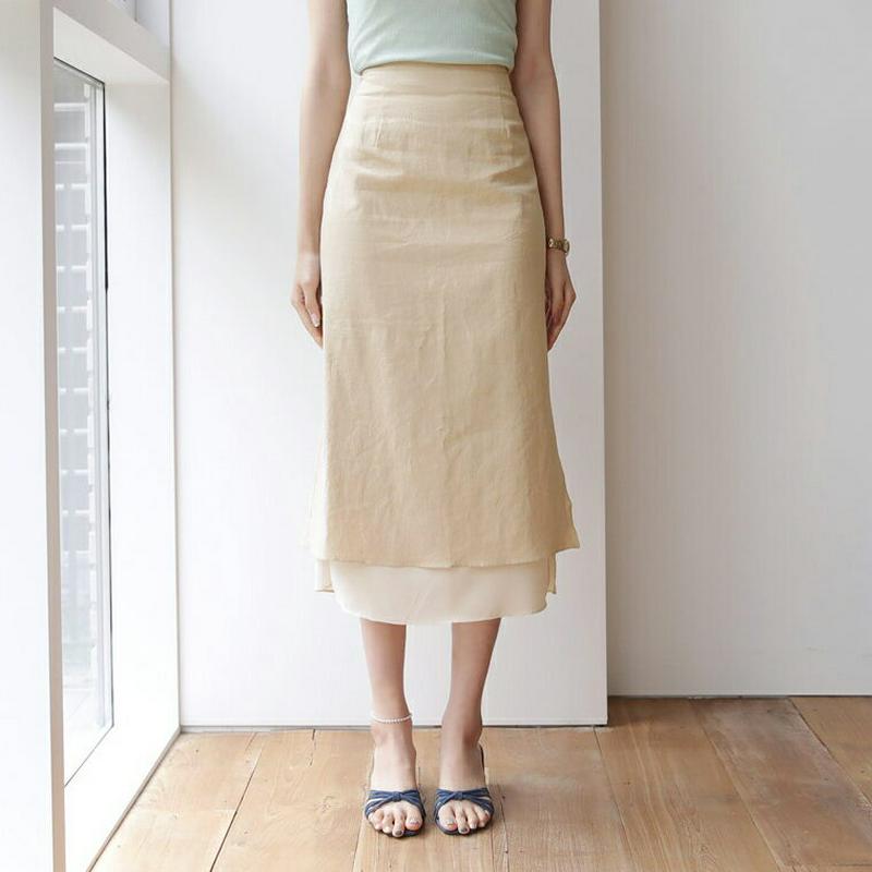 【新作10%OFF】レイヤードスリットヘムスカート・全3色・t56083 レディース【sk】【韓国 ファッション ボトムス ロン