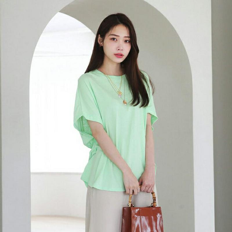【新作10%OFF】ゴムディテールTシャツ・全3色・b00317 レディース【tops】【韓国 ファッション トップス Tシャツ