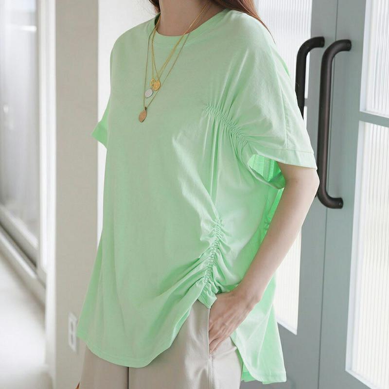 【新作10%OFF】ゴムディテールTシャツ・全3色・b00317 レディース【tops】【韓国 ファッション トップス Tシャツ