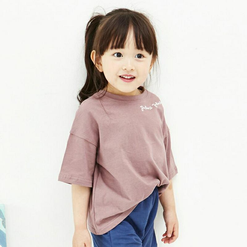 レタリングポイント半袖Tシャツ・p004115 キッズ【3~8才】【tops】【トップス Tシャツ 半袖 ハーフスリーブ ロゴ ロゴT レタリング カジュアル ラフ 女の子 男の子 春 夏 韓国 韓国子供服 子供 こども 子供服 こども服】【KIDS】