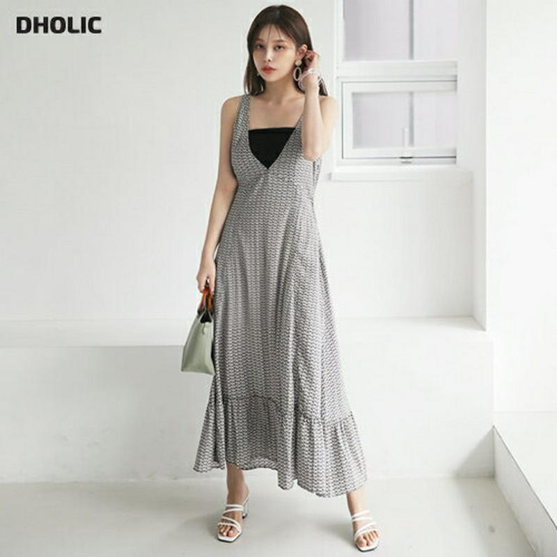 フレアパターンワンピース・全2色・t62925 レディース【ops】【韓国 ファッション ワンピース ロング ロングワンピース 