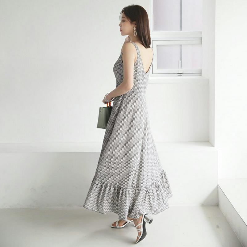 フレアパターンワンピース・全2色・t62925 レディース【ops】【韓国 ファッション ワンピース ロング ロングワンピース 