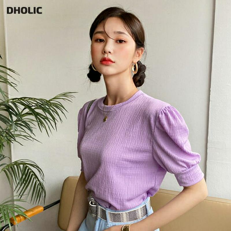 リンクルパフTシャツ・全4色・b60229 レディース【tops】【韓国 ファッション トップス 半袖 ハーフスリーブ ラウンド
