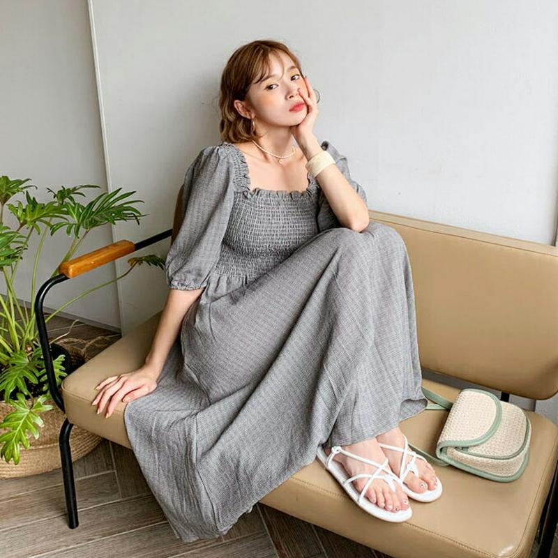 スクエアチェックシャーリングワンピース・全3色・t60243 レディース【ops】【韓国 ファッション ロングワンピース ハーフ