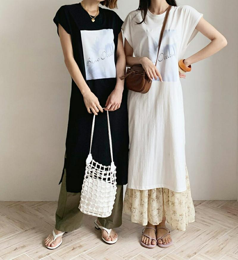 プリントロングワンピース・全3色・b60245 レディース【ops】【韓国 ファッション ワンピース ロング ロングワンピース 