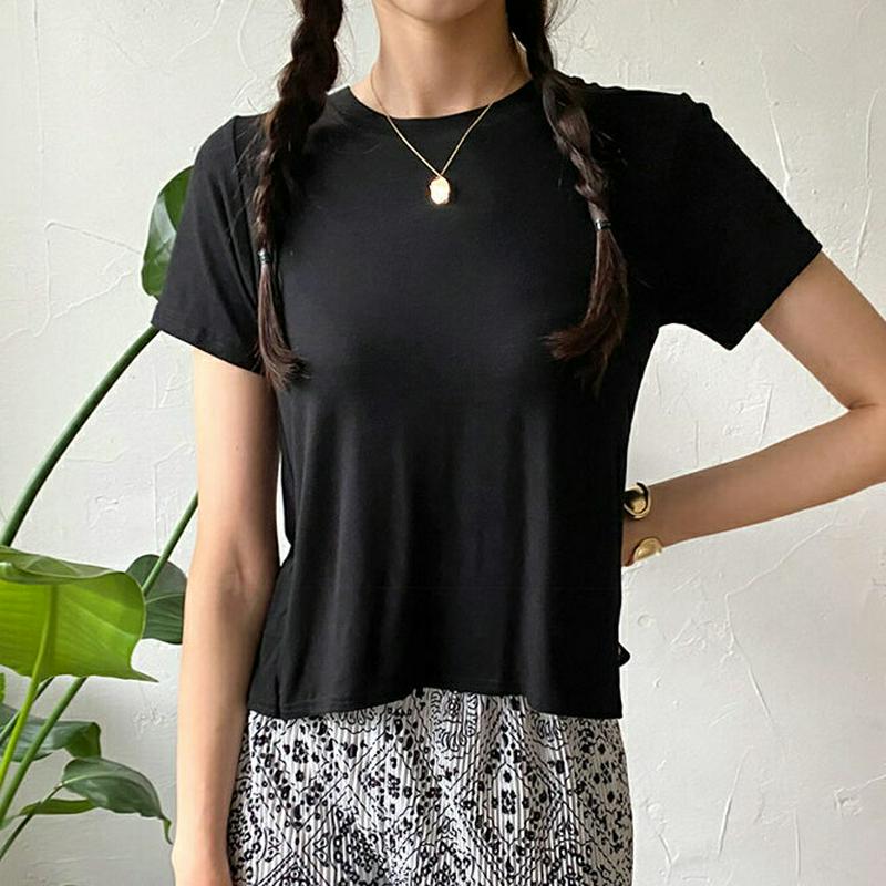 バックスリットスリムTシャツ・全3色・t60227 レディース【tops】【韓国 ファッション トップス Tシャツ 半袖 単色 