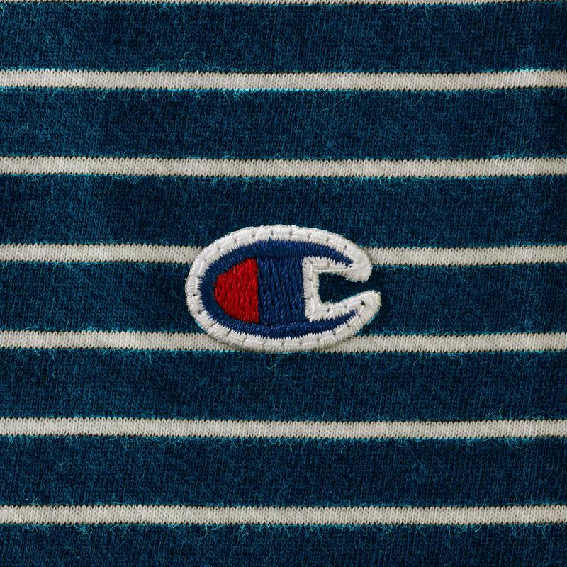 綿１００％で品よく着こなせる七分袖切替えボーダーＴシャツ（チャンピオン/Champion）