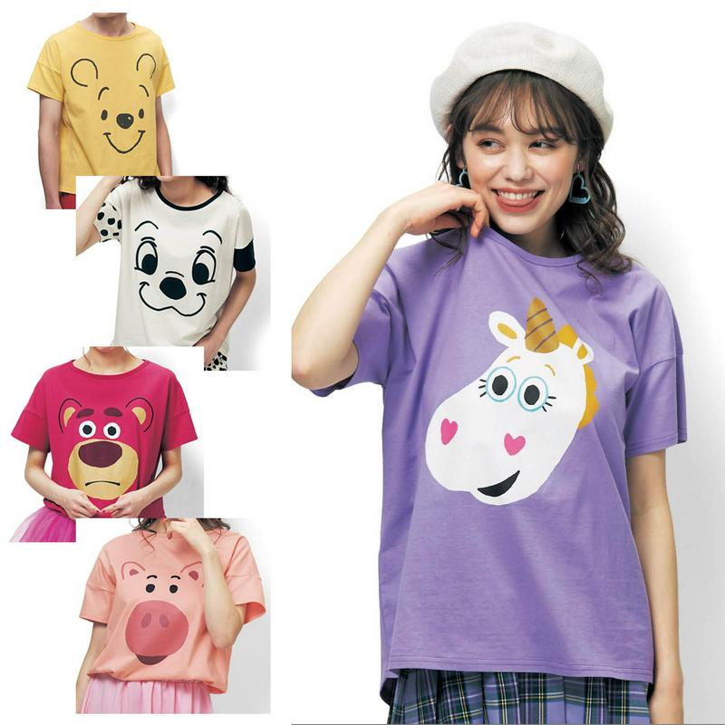 新柄追加！【かおかお】ビッグシルエットＴシャツ（選べるキャラクター）（ディズニー）