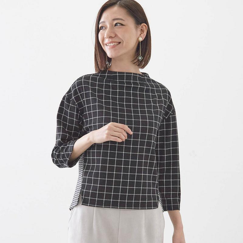 【９／２５販売終了】チェック柄切替えカットソー