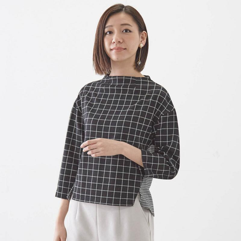 【９／２５販売終了】チェック柄切替えカットソー