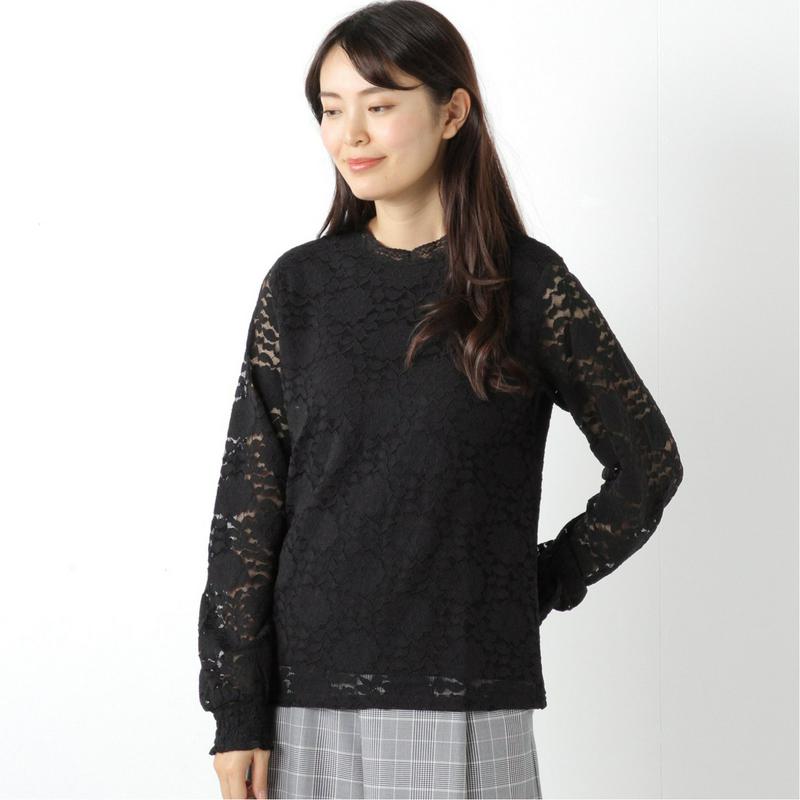 【９／２５販売終了】春の式典や通勤に大活躍◎袖シャーリングレースカットソープルオーバー（ジボール/GIVORS）