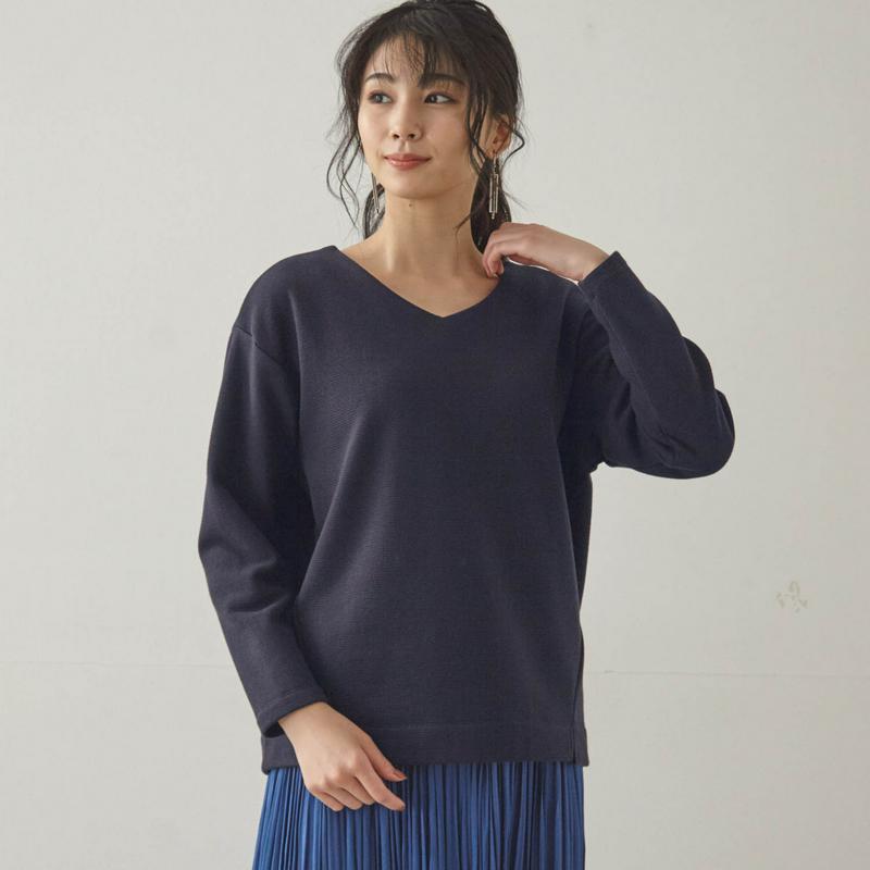 【９／２５販売終了】軽くてあたたか裏シャギーリップルカットソー