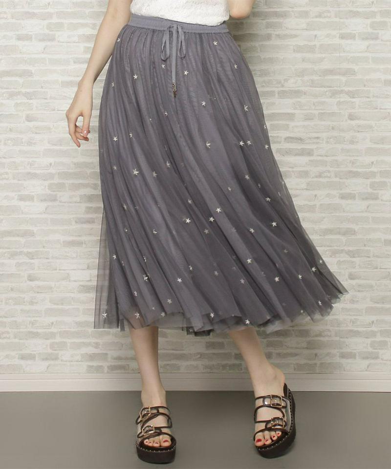 スター刺繍チュールスカート