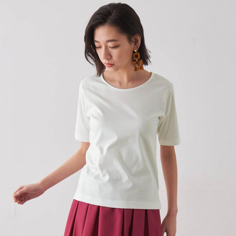 艶やかな綿１００％・５分袖女っぽＴシャツ