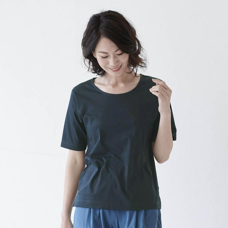 艶やかな綿１００％・５分袖女っぽＴシャツ