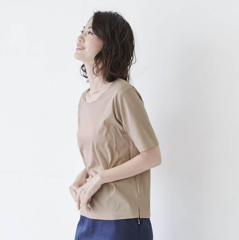 艶やかな綿１００％・５分袖女っぽＴシャツ