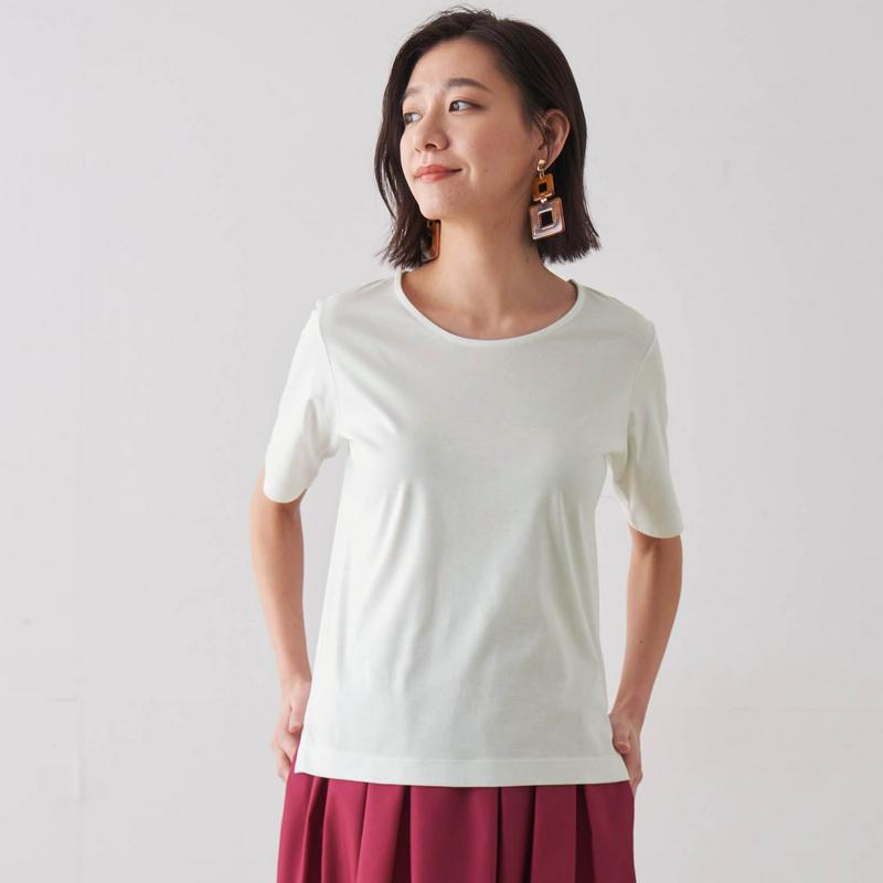 艶やかな綿１００％・５分袖女っぽＴシャツ
