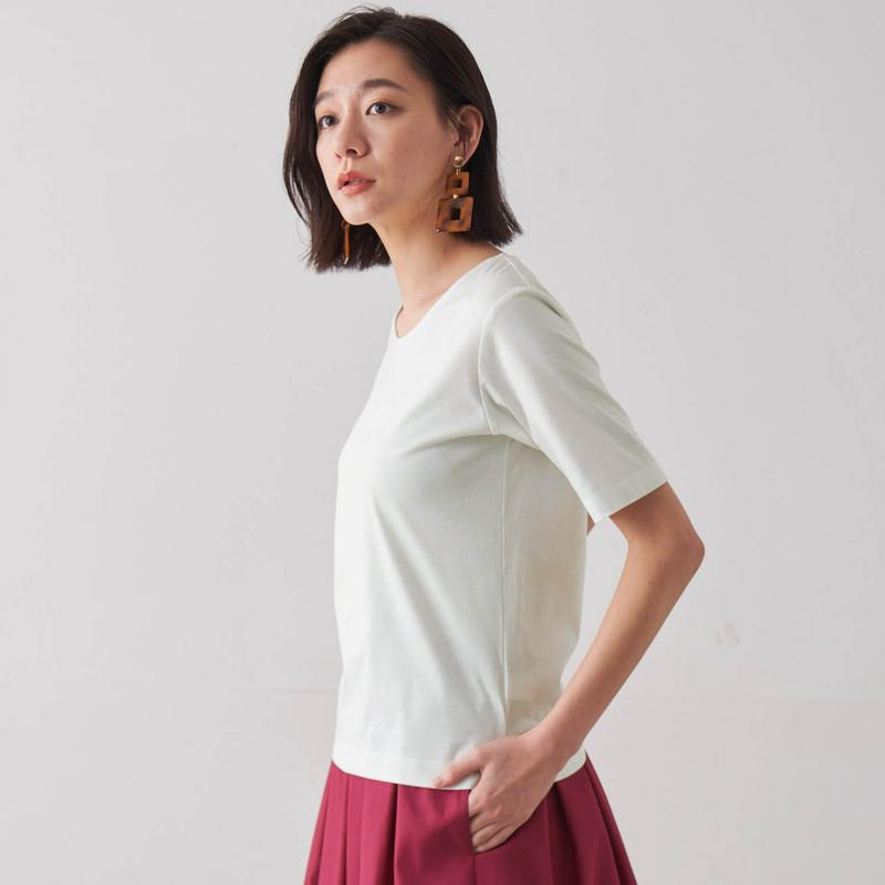 艶やかな綿１００％・５分袖女っぽＴシャツ