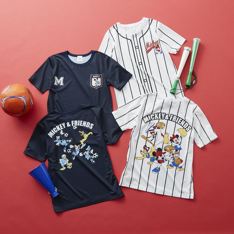 【まだまだ暑い日にぴったり！】【ユニセックス】ユニフォーム風Ｔシャツ「ミッキー＆フレンズ」（ディズニー）