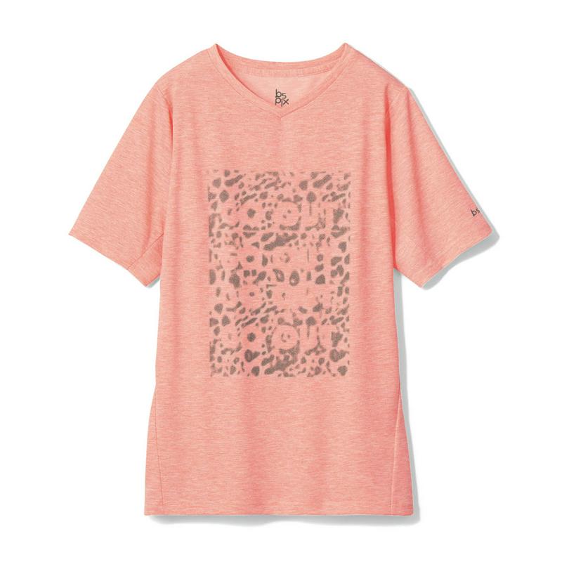 綿ライクＶネックロゴプリント半袖Ｔシャツ（ビースピックス/bspix）