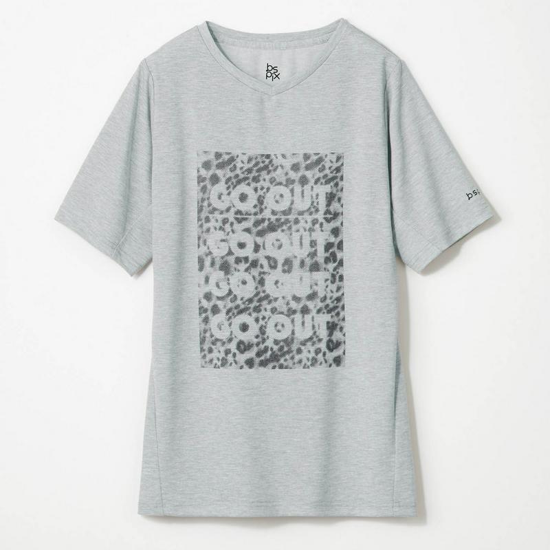 綿ライクＶネックロゴプリント半袖Ｔシャツ（ビースピックス/bspix）