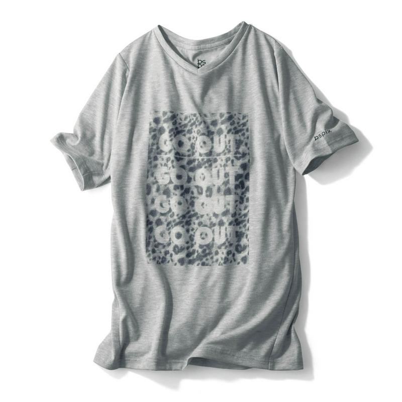 綿ライクＶネックロゴプリント半袖Ｔシャツ（ビースピックス/bspix）