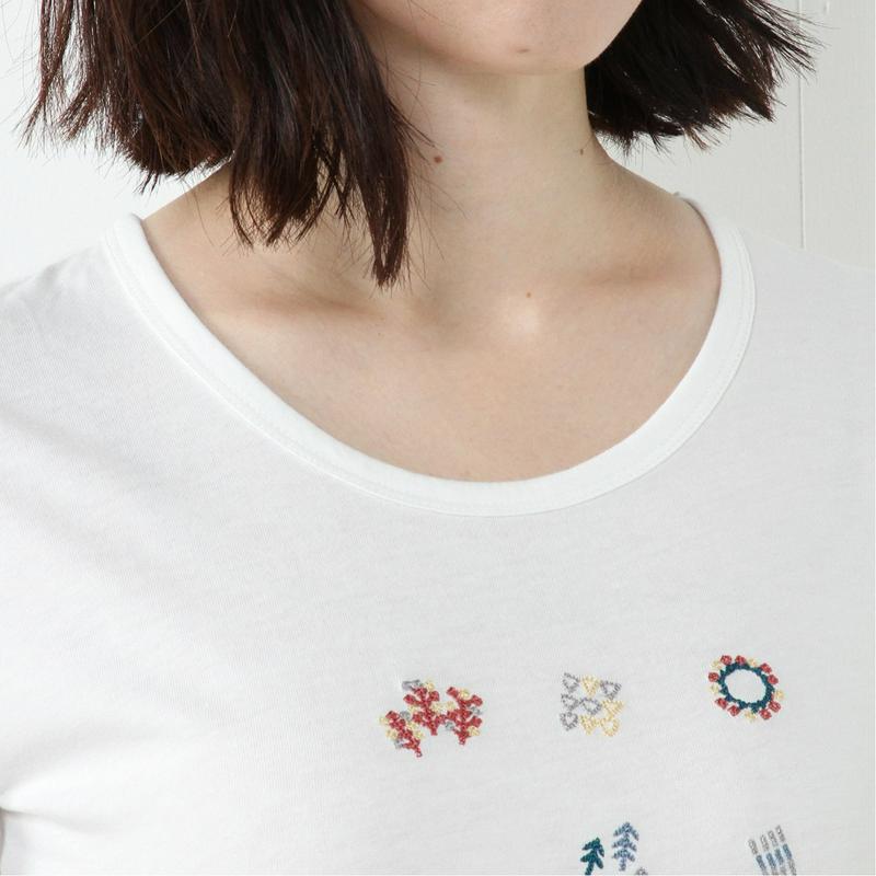 【ＮＯ　ＪＥＡＮ】刺繍プリントＴシャツ（ノージーン/NO JEAN）