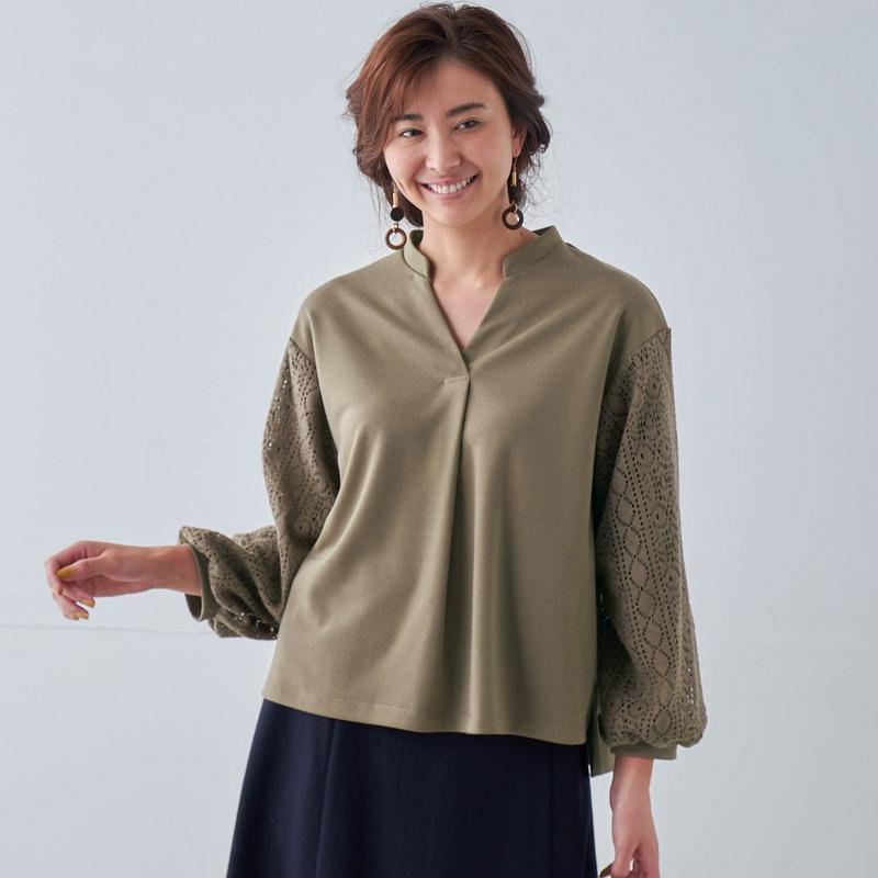 【９／２５販売終了】レース切替えカットソー【パーソナルカラー／ＡＵＴＵＭＮ】【Ｍのみ】