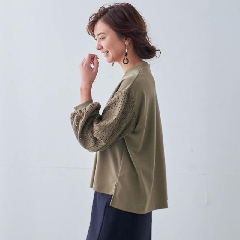 【９／２５販売終了】レース切替えカットソー【パーソナルカラー／ＡＵＴＵＭＮ】【Ｍのみ】