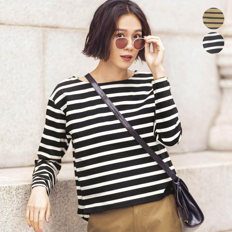 【ＳＴＹＬＥ　ＳＮＡＰセレクト】すっきり見せ大人ボーダーカットソー［日本製］（スタイルノート／StyleNote）