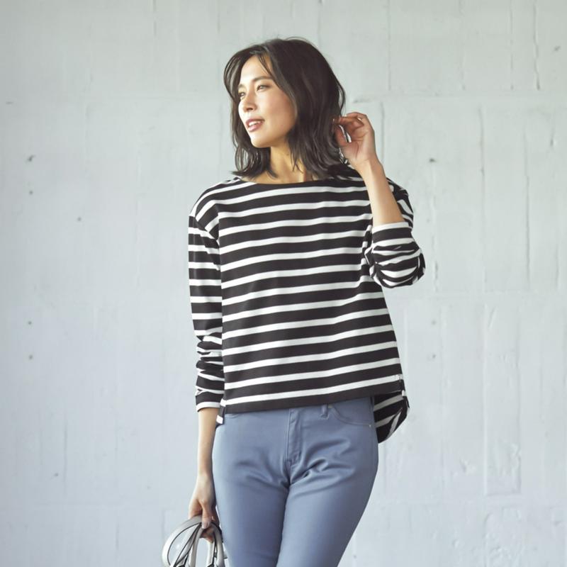 【ＳＴＹＬＥ　ＳＮＡＰセレクト】すっきり見せ大人ボーダーカットソー［日本製］（スタイルノート／StyleNote）