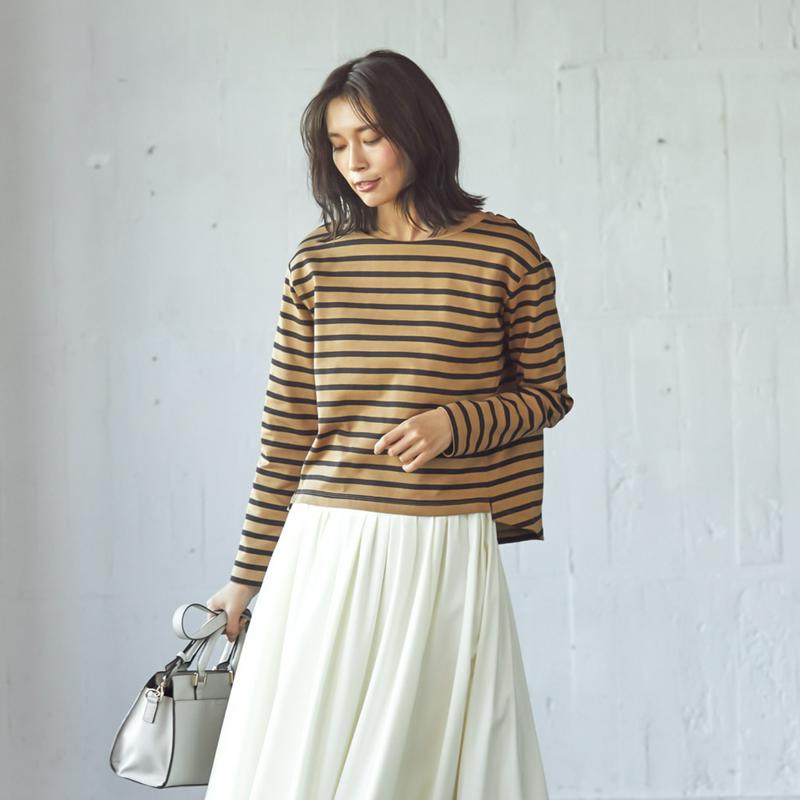 【ＳＴＹＬＥ　ＳＮＡＰセレクト】すっきり見せ大人ボーダーカットソー［日本製］（スタイルノート／StyleNote）