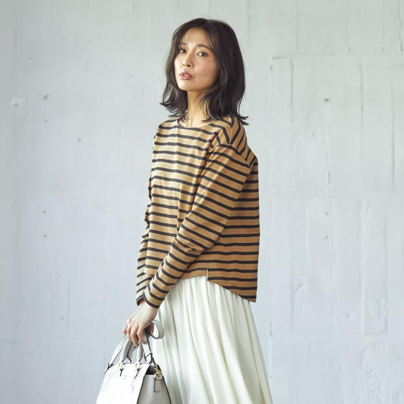 【ＳＴＹＬＥ　ＳＮＡＰセレクト】すっきり見せ大人ボーダーカットソー［日本製］（スタイルノート／StyleNote）