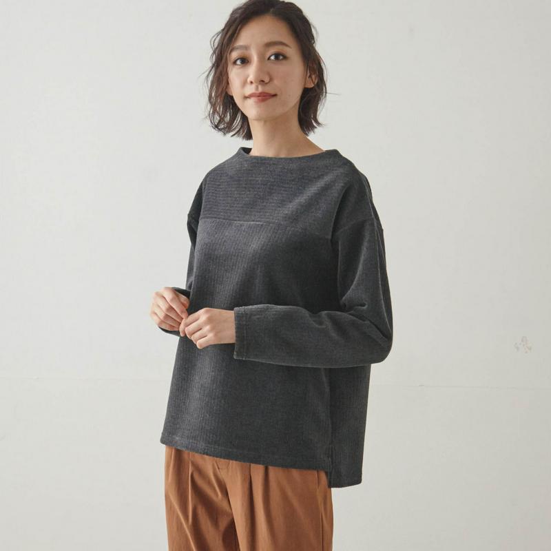 【９／２５販売終了】やわらかなカットソーコーデュロイプルオーバー